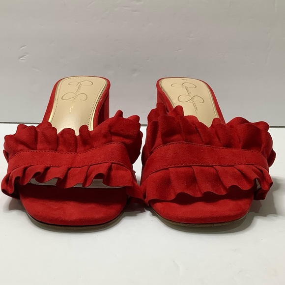 Jessica Simpson Red Ruffle Slide Sandals - Picture 7 of 12